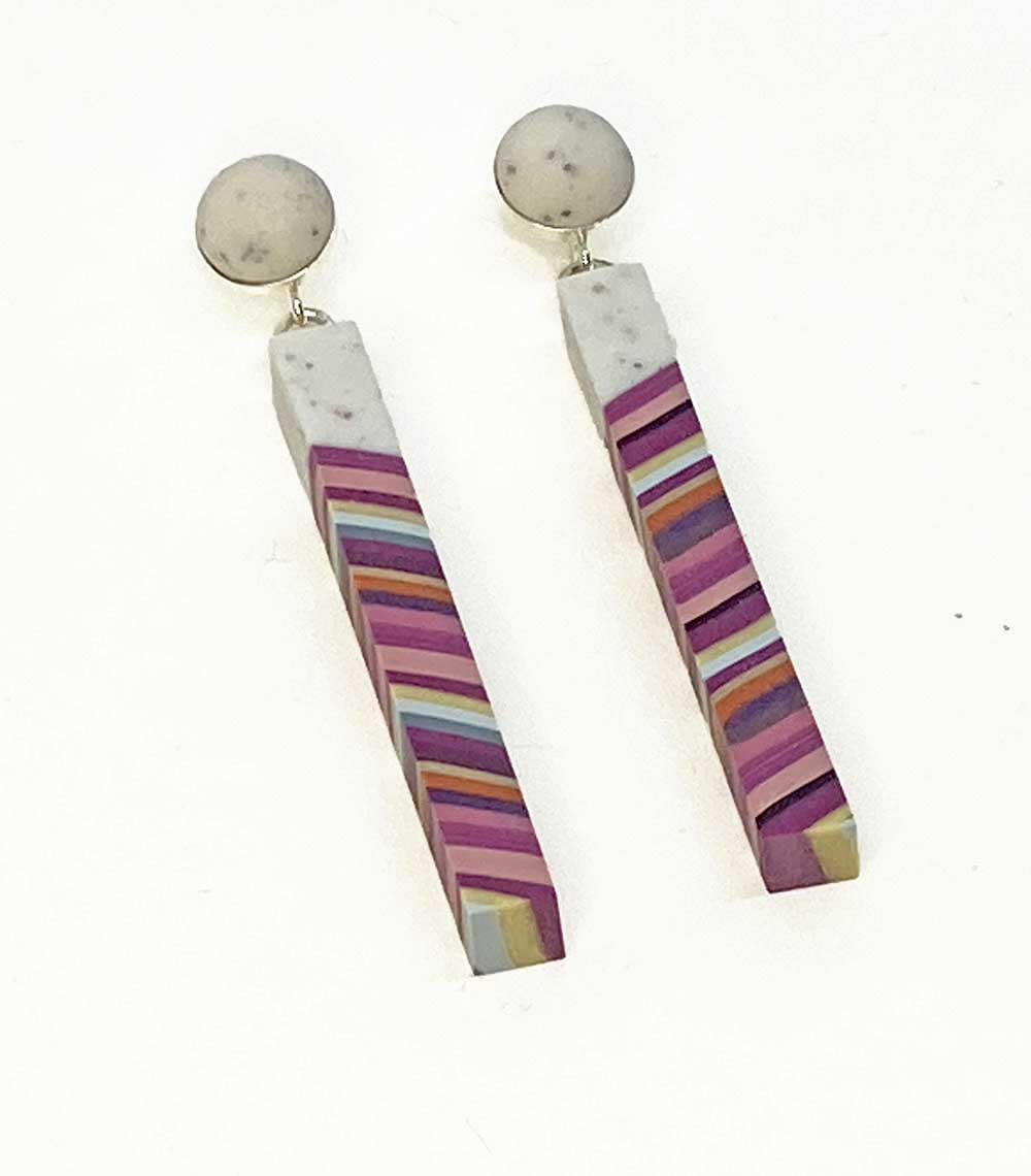 Striped Pillar Earrings Three