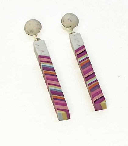 Striped Pillar Earrings Three