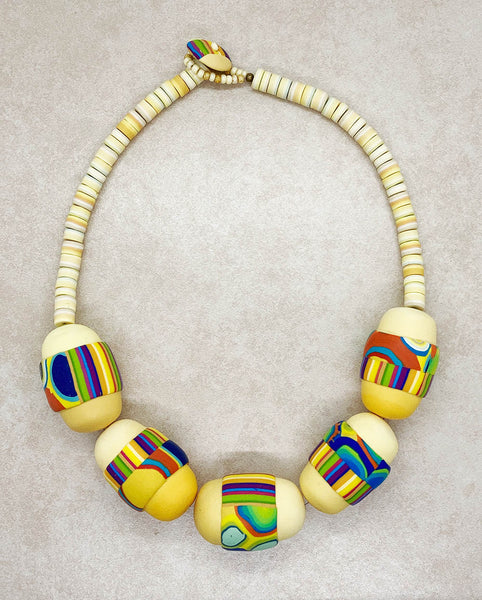 Striking Statement Necklace in Brights on Creams