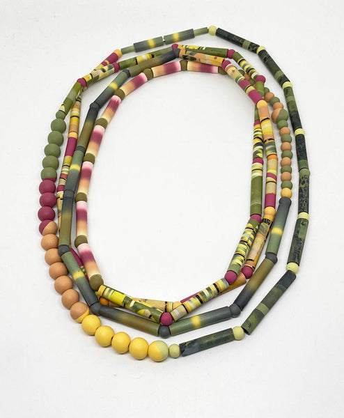 Green & Orange Blurred Beads Necklace