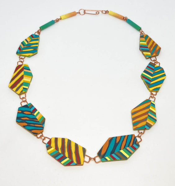 Striped Leaves Statement Necklace