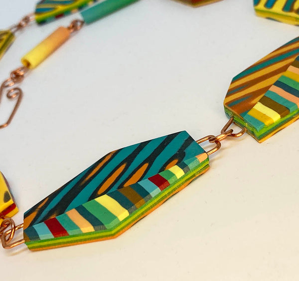 Striped Leaves Statement Necklace