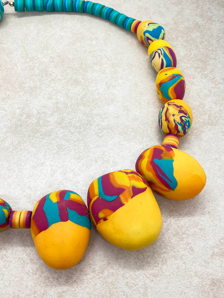 Sunny Statement Necklace in Yellows, Oranges & Blues