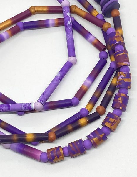 Purple & Gold Blurred Bead Necklace