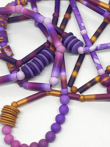 Purple & Gold Blurred Bead Necklace