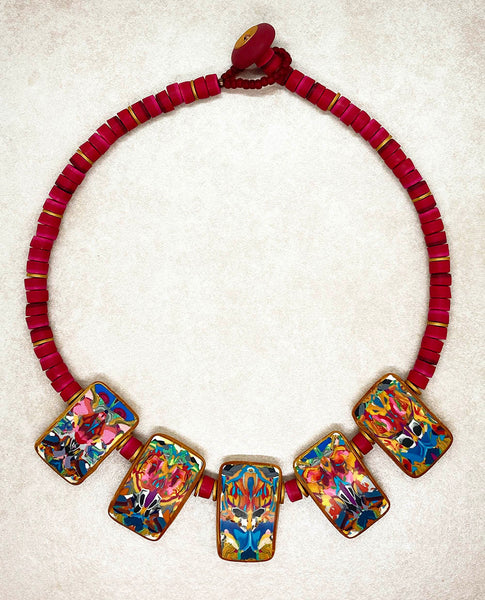 Rich Red & Gold Statement Necklace