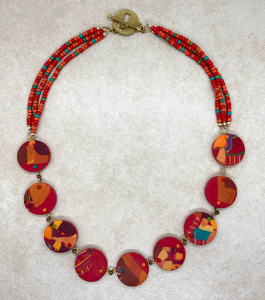 Rich Red Circle Statement Necklace